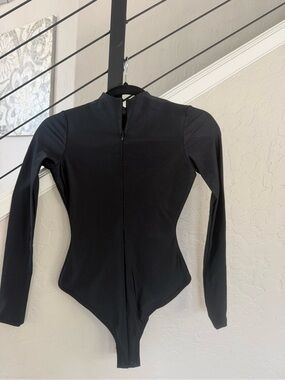 SKIMS Long Sleeve Black Bodysuit
